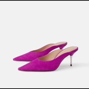 Zara Fuchsia Suede Mules
